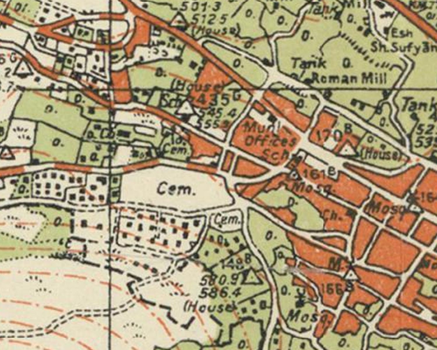 מפת Survey of Palestine בקנה מידה 1:20,000 של אזור שכם
