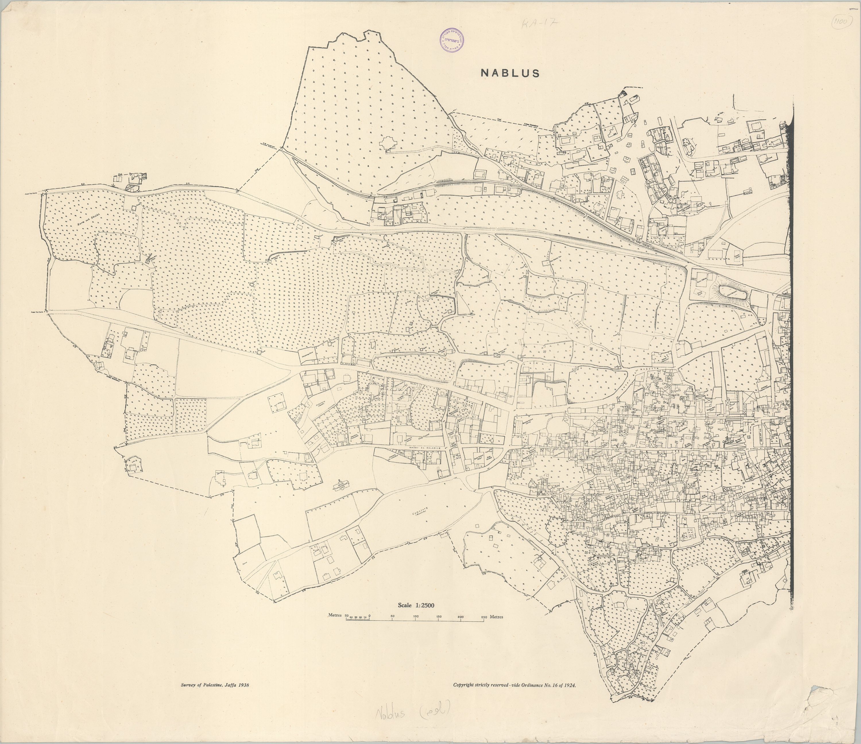 גיליון המדידה הבריטי — שכם מערב, 1938