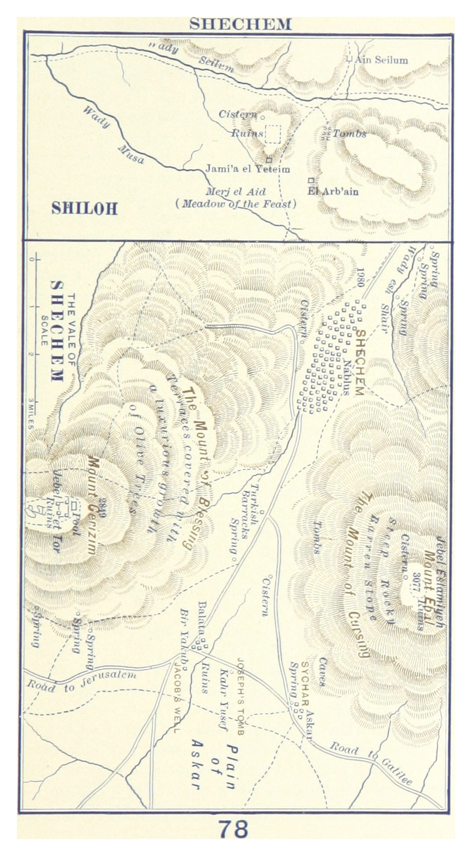 מפה מקראית של שכם ושילה, 1899